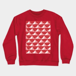 Paper Hats Pattern White Red Crewneck Sweatshirt